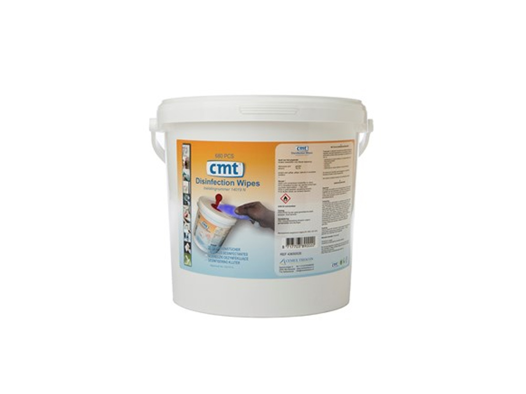 Desinfectie-doekjes blauw CMT, in emmer (2 stuks)