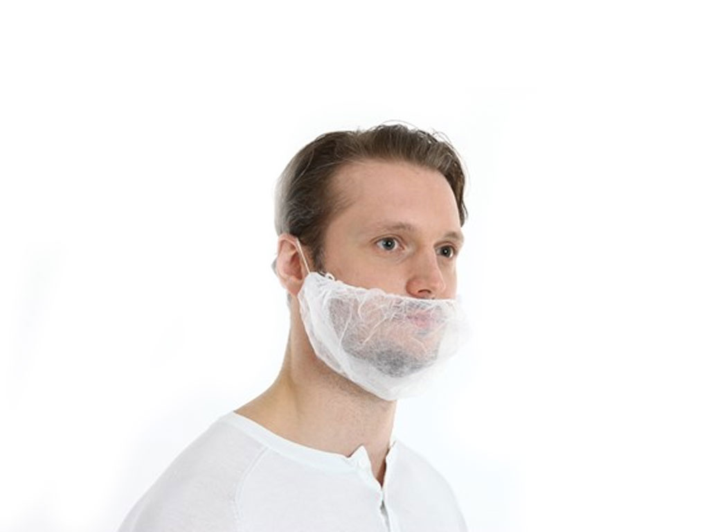 Baardmasker PP wit, met 1 elastiek 1000x