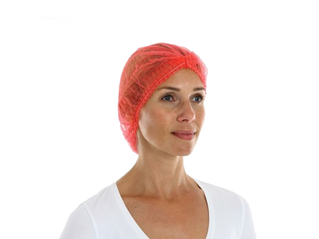 Baret PP rood, geplooid, maat M (1000 stuks)