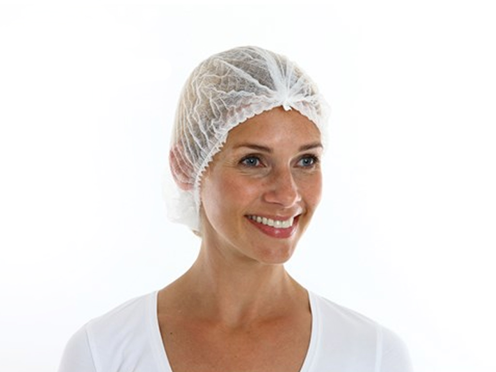 [LB061-00006] Baret PP wit, geplooid, 53 cm (1000 stuks)