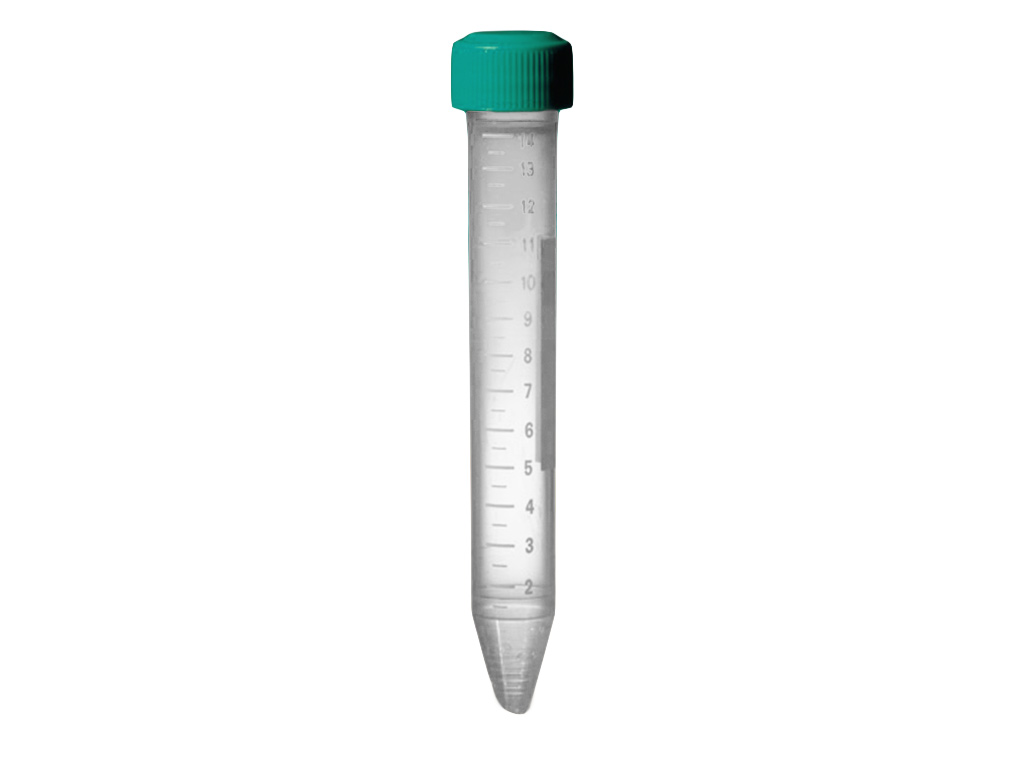 [LD009-01001] Buis PP conisch 15 ml met groene schroefdop, steriel (500 stuks)
