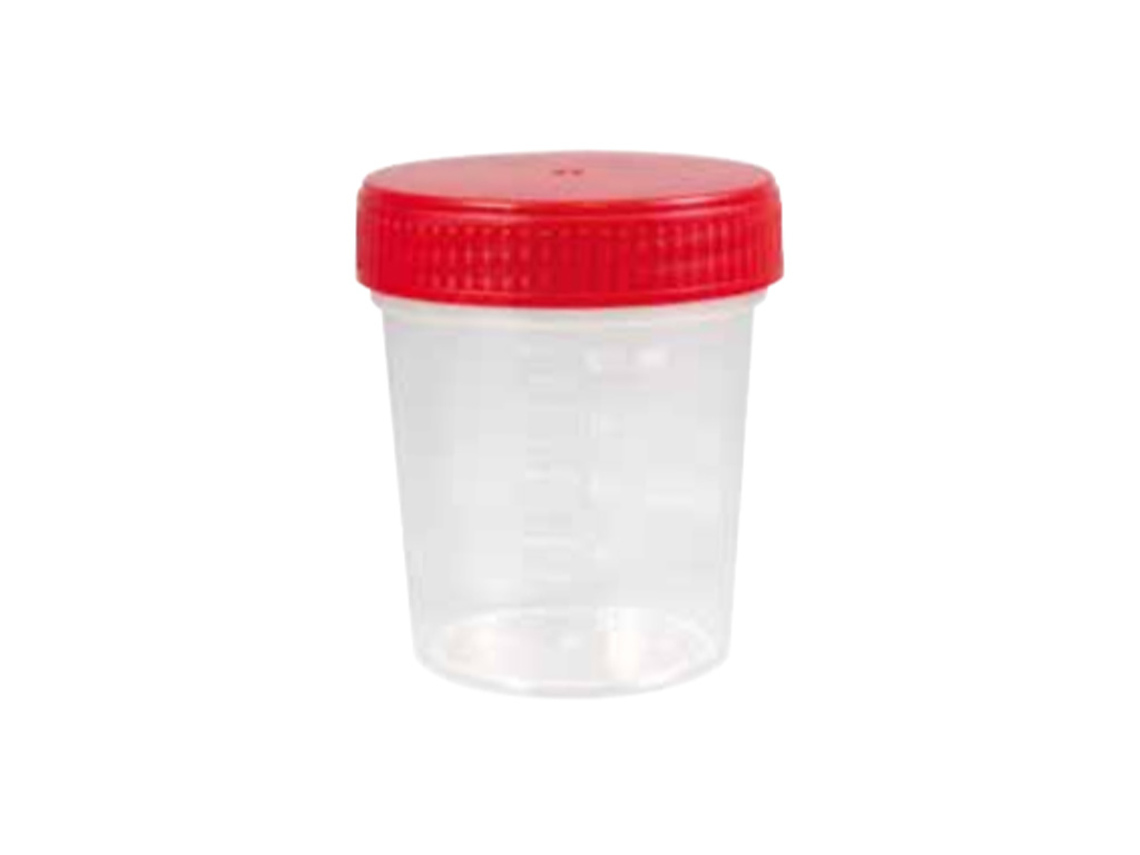 Container PP 125 ml rode dop, p/1 steriel (250 stuks)