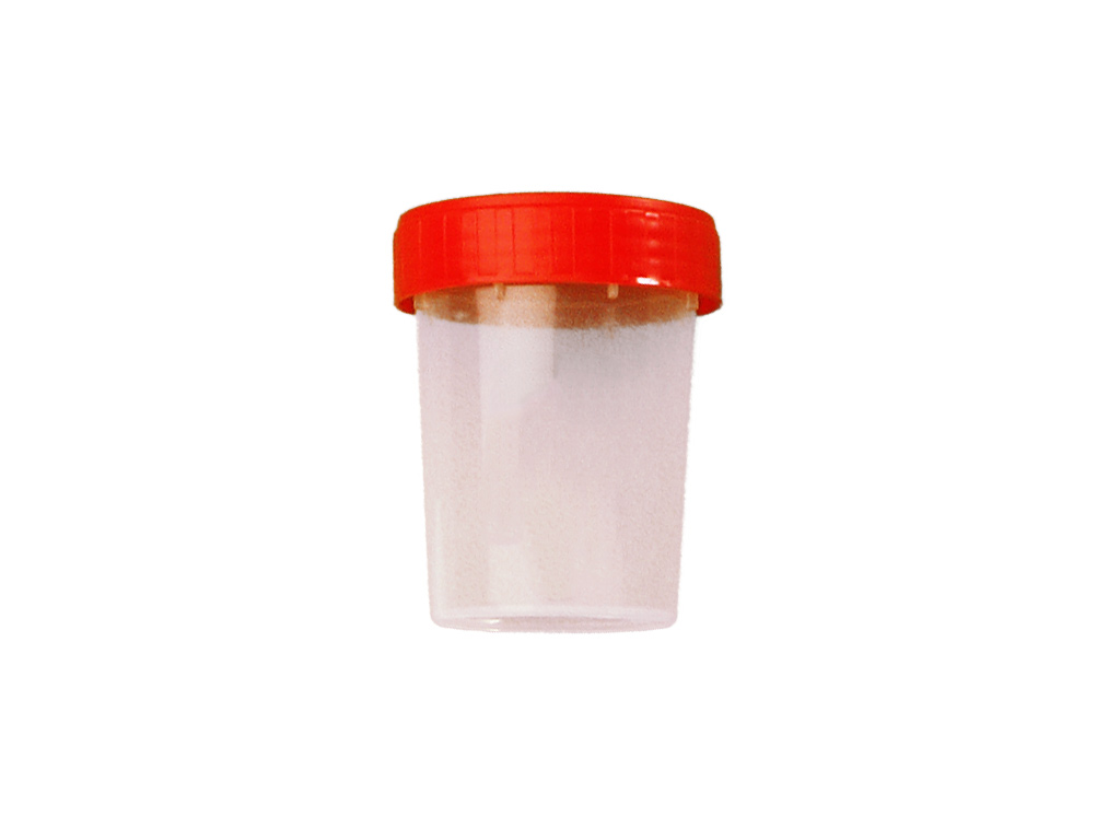 Container PP 180 ml, rode dop, aseptisch (200 stuks)