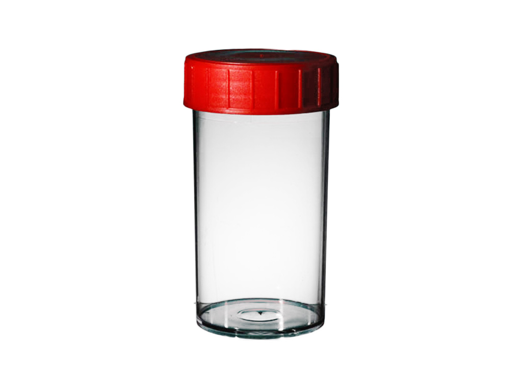Container PP 180 ml, rode dop, aseptisch (264 stuks)