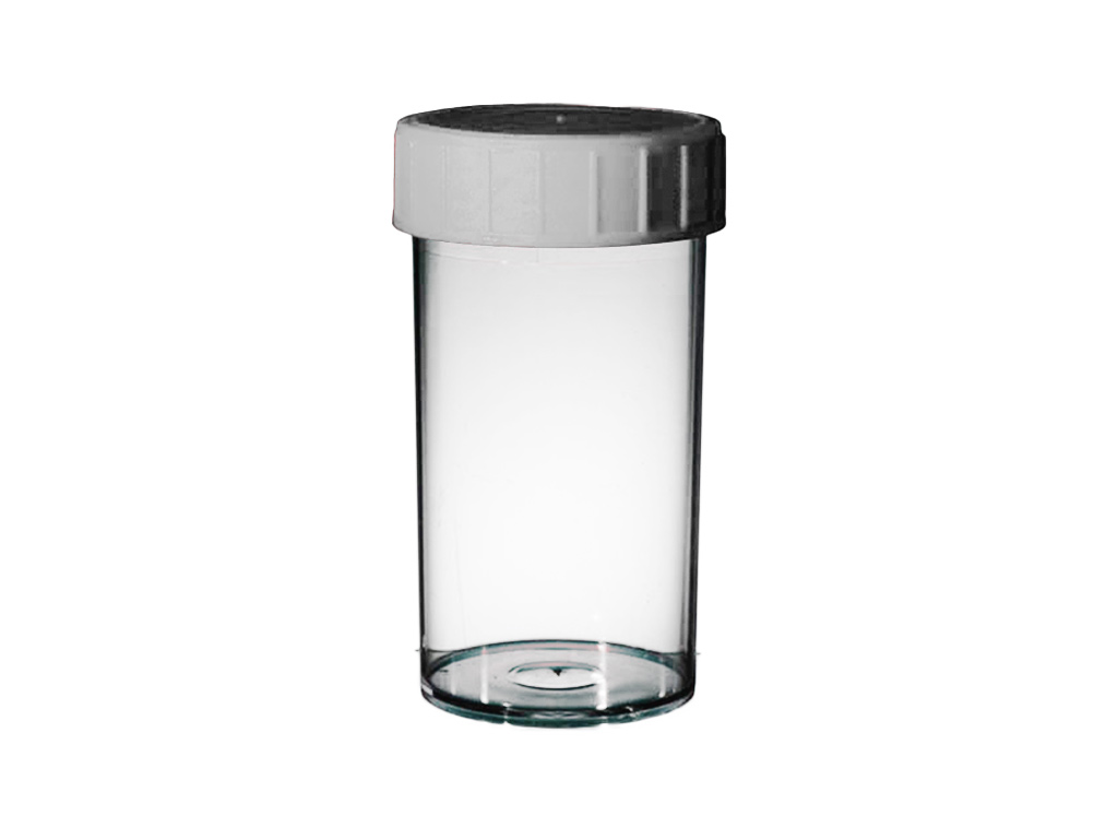 Container PP 180 ml, witte dop, steriel (264 stuks)