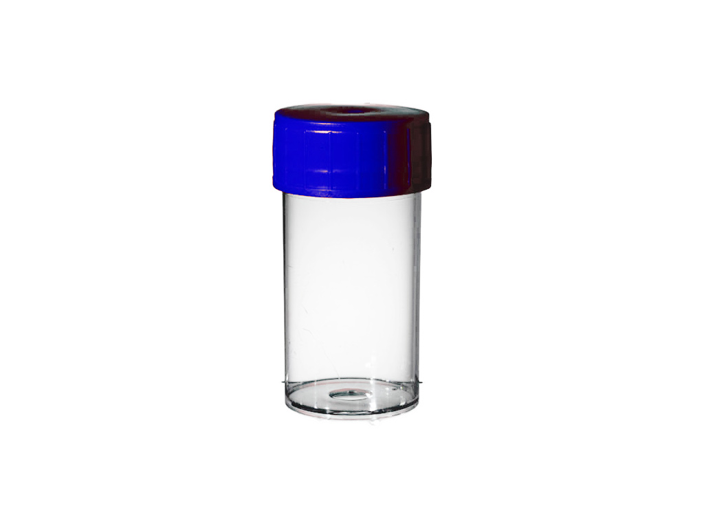 Container PP 60 ml, blauwe dop, aseptisch (700 stuks)