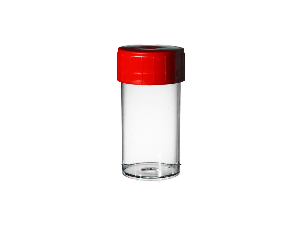 Container PP 60 ml, rode dop, aseptisch (700 stuks)