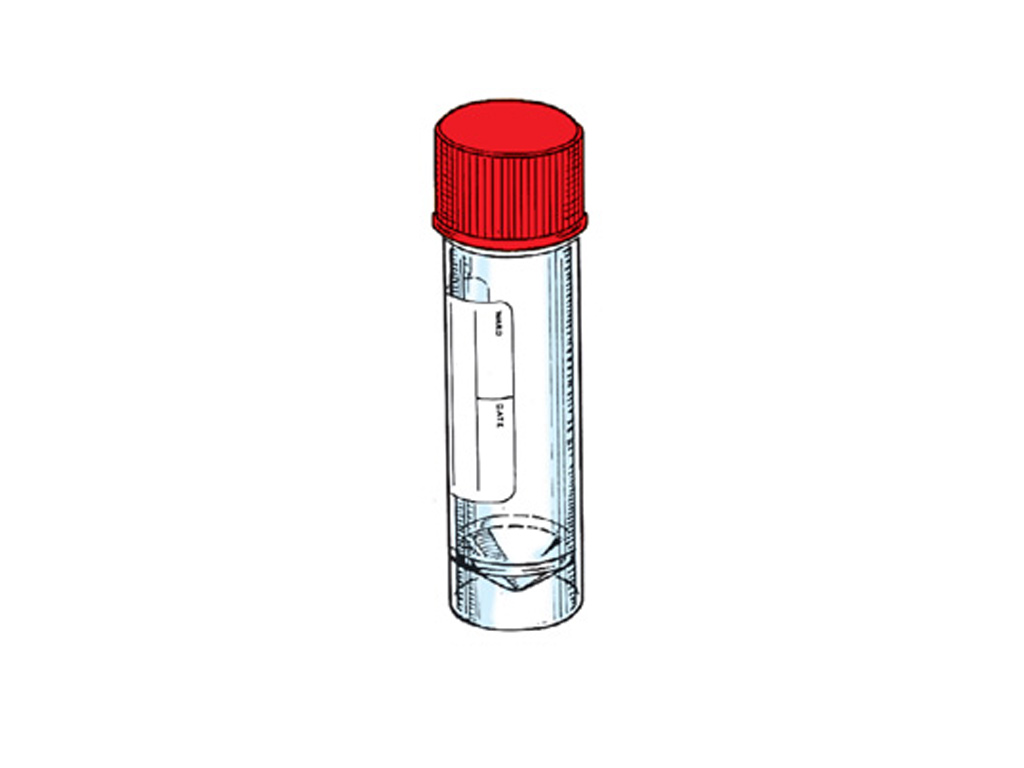 Container PS 30 ml met rode dop, steriel (400 stuks)