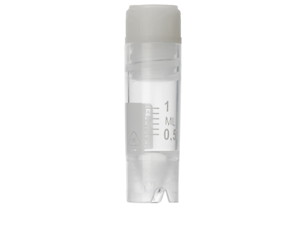 Cryovial 1,2 ml met dop (intern), steriel (1000 stuks)