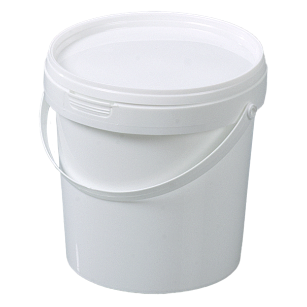 Emmer 1 liter + deksel, PP wit