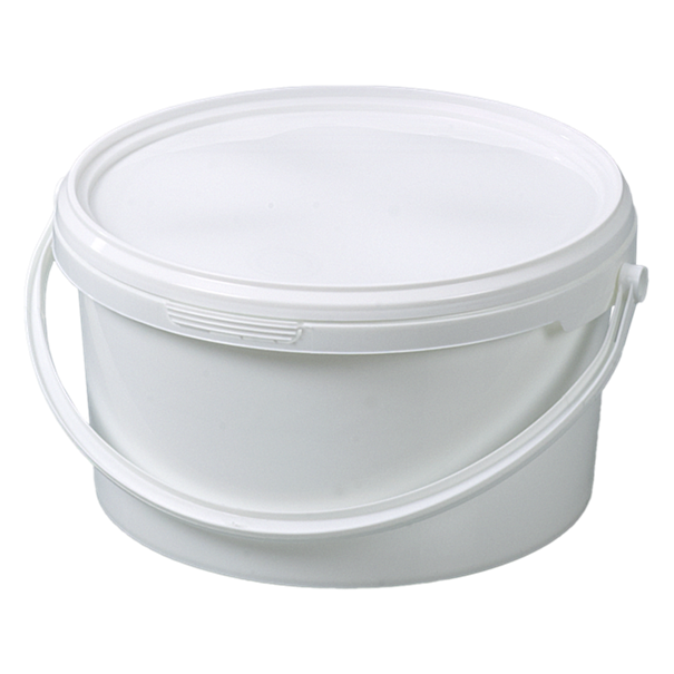 [LD065-34503] Emmer 3 liter, met hengsel en deksel, PP wit