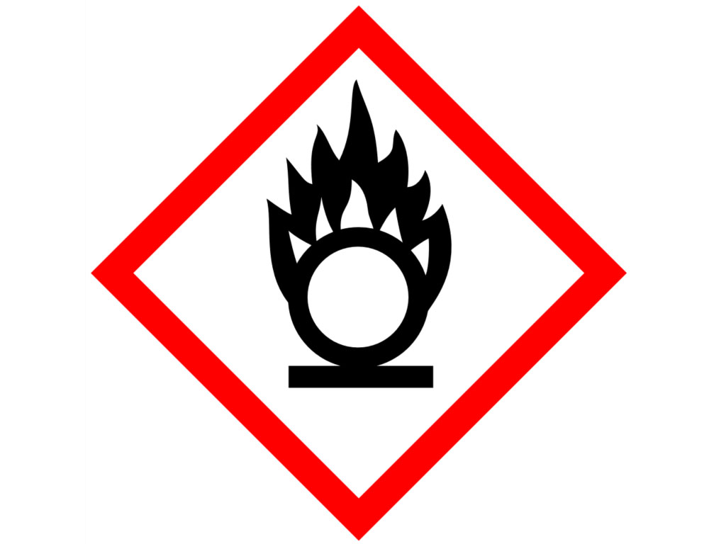 Gevarensymbool GHS03, 26 x 26 mm (10 stuks)