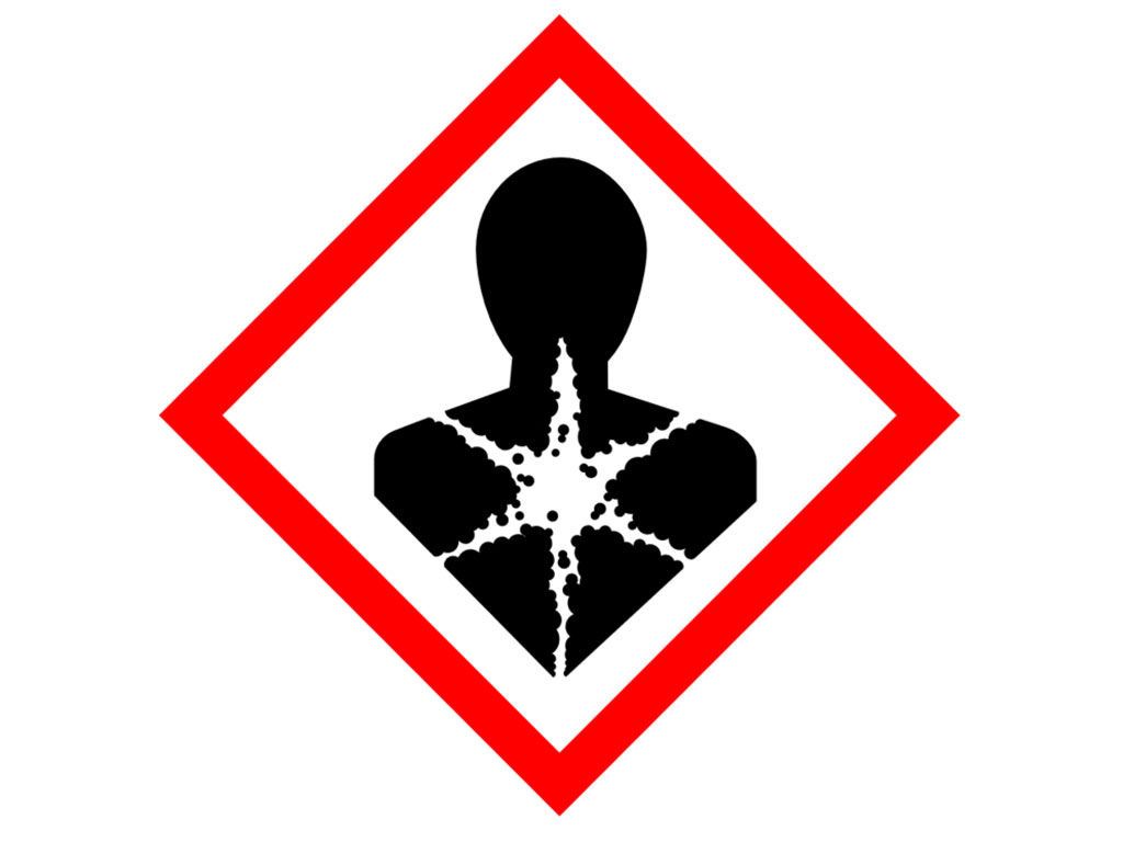 Gevarensymbool GHS08, 26 x 26 mm (10 stuks)