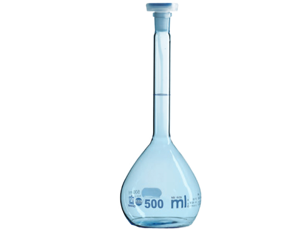 Maatkolf 500 ml Blaubrand NS19/26 + PP stop (2 stuks)