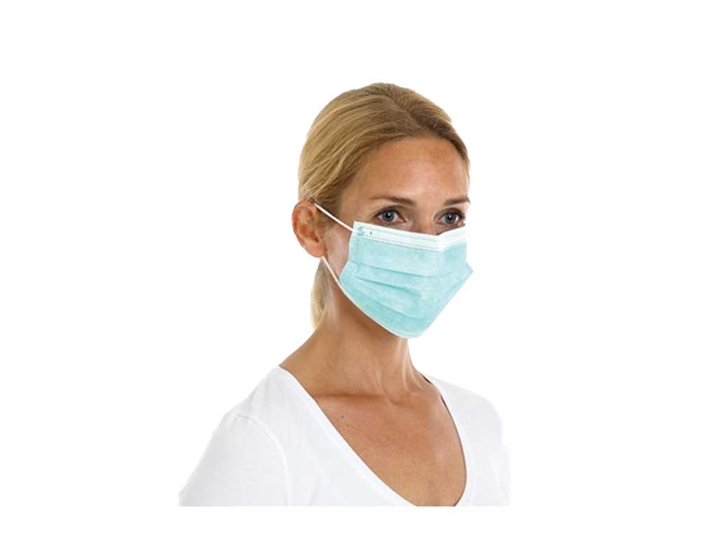 [LB050-00059] Mondmasker PP groen 3-lgs m. elastiekjes 1000x