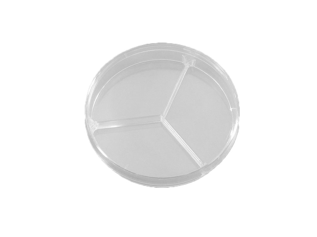 Petrischaal 90 mm, 3-vaks, met nokken, aseptisch (552 stuks)