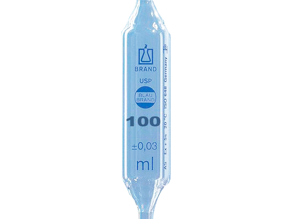 Pipet glas, 100 ml (per stuk)