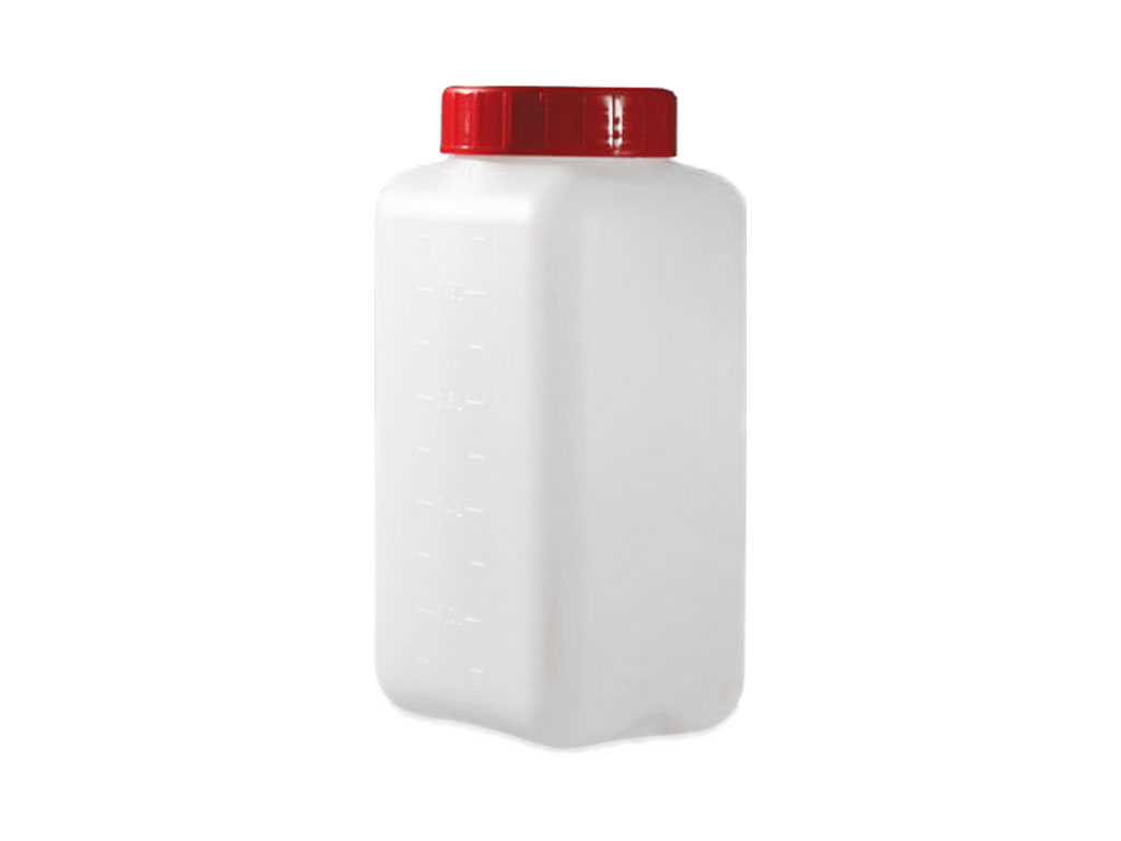 Pot HDPE 500 ml, vierkant, rode dop (175 stuks)