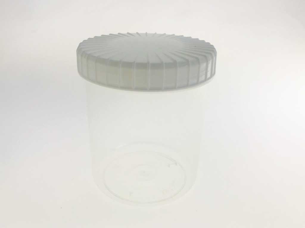 Pot PP helder 375 ml met witte rib dop (52 stuks)