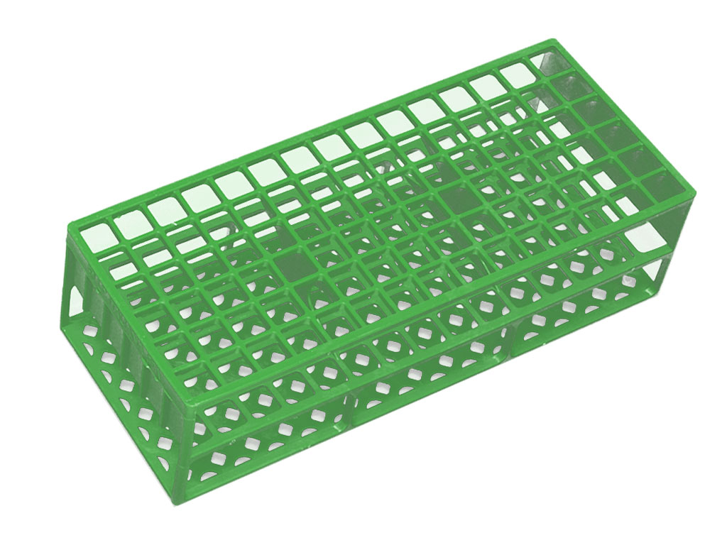 Rek PP voor 13 mm buis, 90-plaatsen, groen (per stuk)
