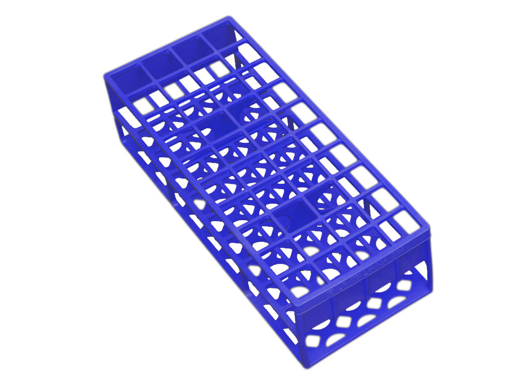 Rek PP voor 21 mm buis, 40-plaatsen, blauw (per stuk)