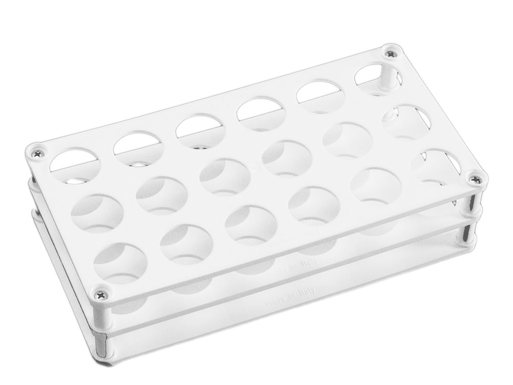 Rek PP voor 30 mm buis, 3 x 6-plaatsen, wit (per stuk)