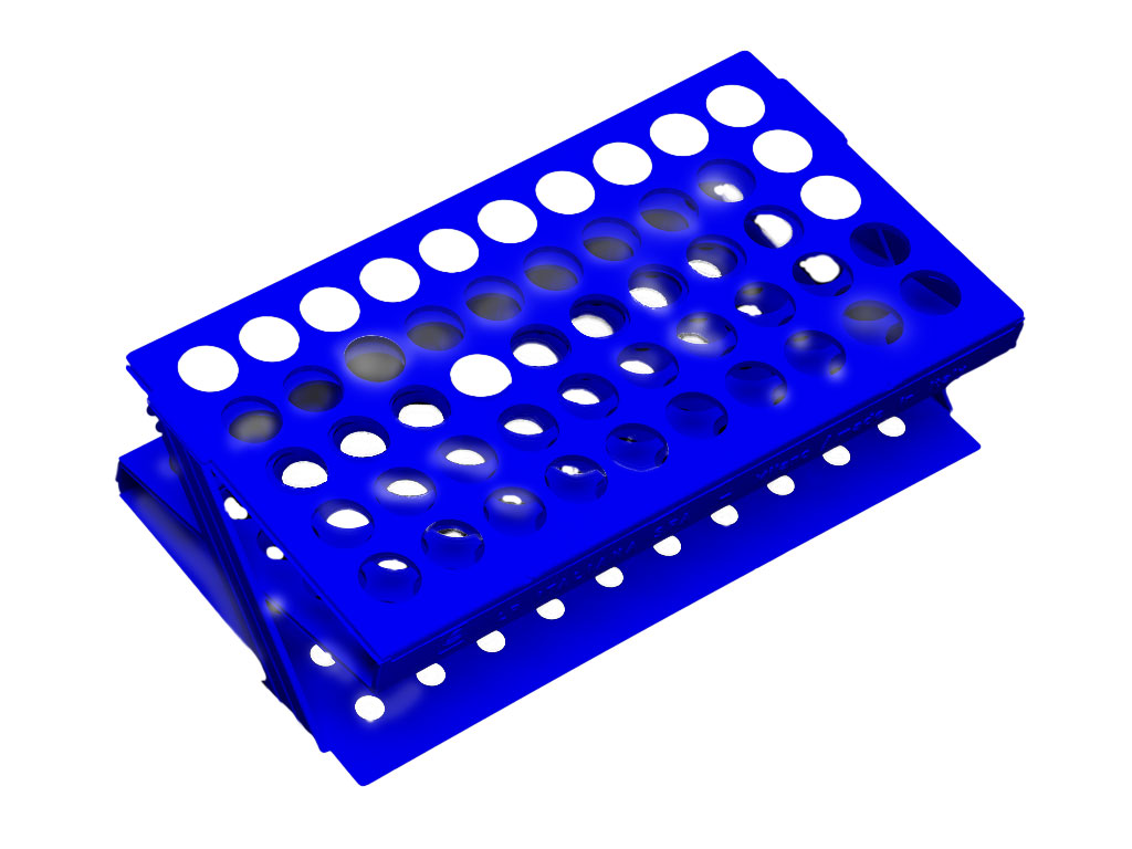 Rek voor 13 mm buis, 50-plaatsen, blauw (per stuk)