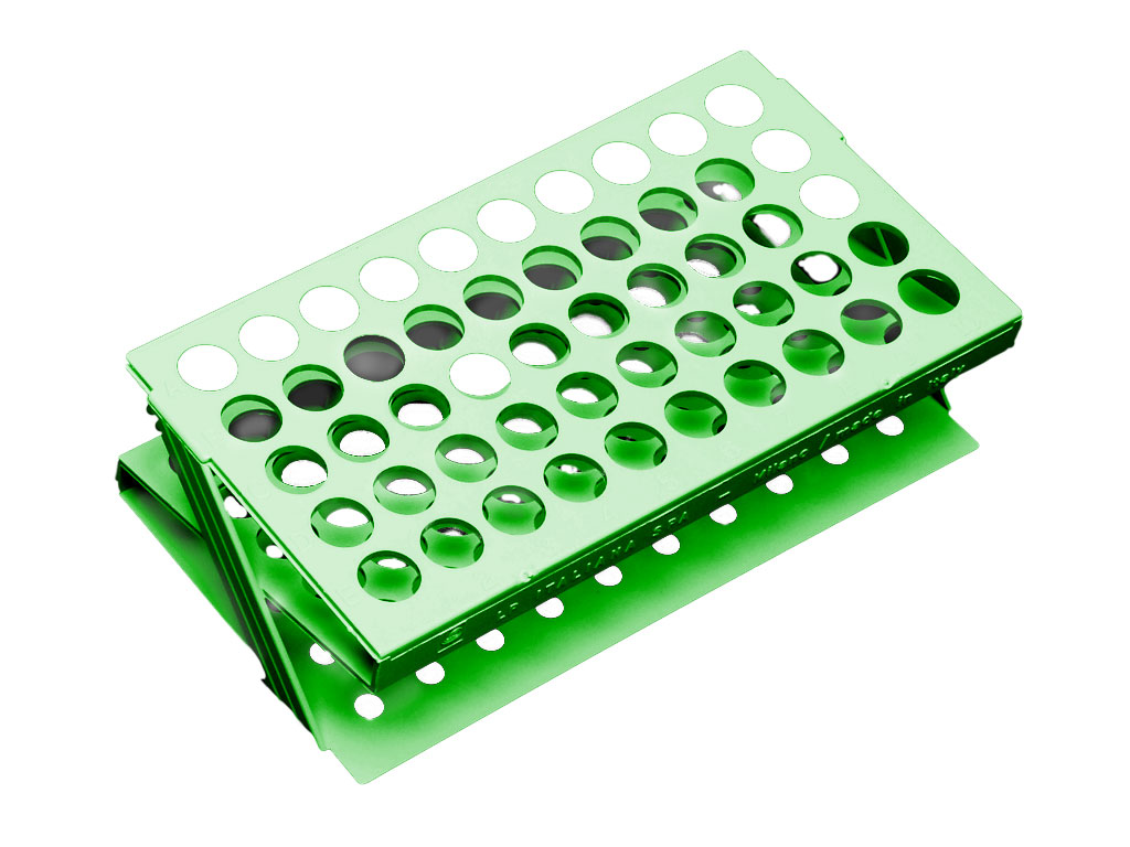Rek voor 17 mm buis, 50-plaatsen, groen (per stuk)