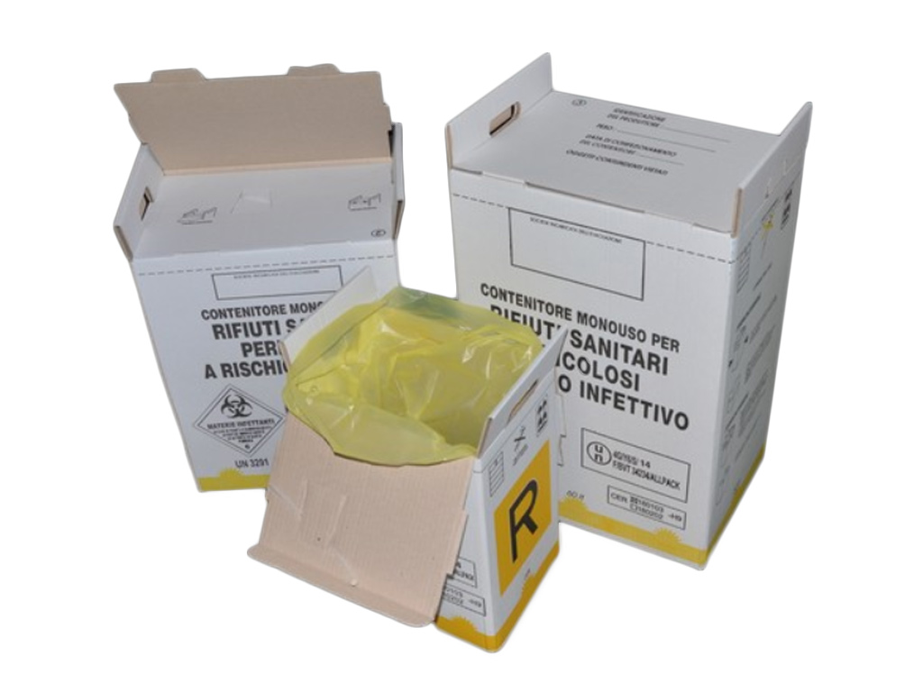 Safety container, karton + PE zak, 20 liter (10 stuks)