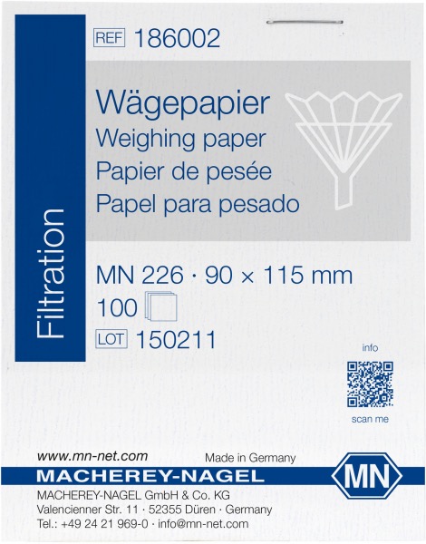 Weegpapier MN 226, 90 x 115 mm, blok (100 stuks)