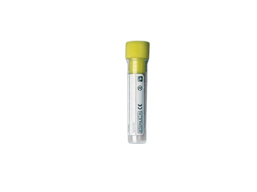 [LD009-06002] Buis PP 3 ml, vlakboden met gele stop, steriel (2000 steriel)