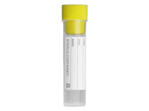 [LD009-06012] Buis PP 5 ml vlakbodem met gele stop, steriel (3000 stuks)
