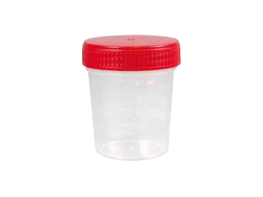 [LD002-00132] Container PP 125 ml rode dop,p/1 steriel 250x