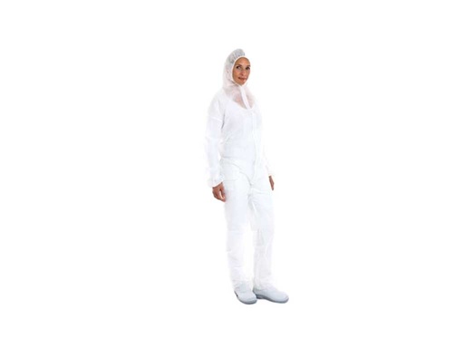 [LB074-00201] Coverall PP wit, ritssluiting, L 50x