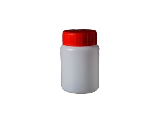 [LD002-02110] Pot HDPE 100 ml met rode dop + inlegstop (335 stuks)