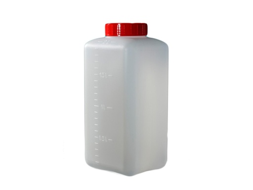 [LD002-01073] Pot HDPE 2000 ml, vierkant, dop + inlage, steriel (50 stuks)