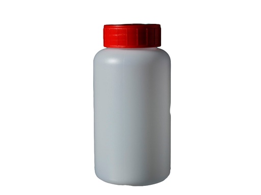 [LD002-02130] Pot HDPE 250 ml met rode dop + inlage, steriel (145 stuks)
