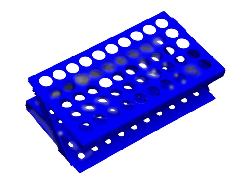 [LR050-00103] Rek voor 13 mm buis, 50-plaatsen, blauw (per stuk)