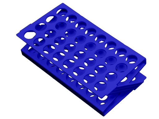 [LR050-00123] Rek voor 21 mm buis, 32-plaatsen, blauw (per stuk)