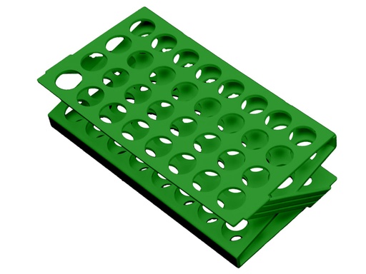 [LR050-00133] Rek voor 21 mm buis, 32-plaatsen, groen (per stuk)