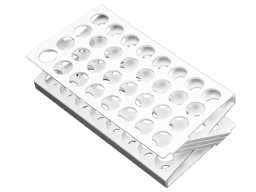 [LR050-00122] Rek voor 21 mm buis, 32-plaatsen, wit (per stuk)